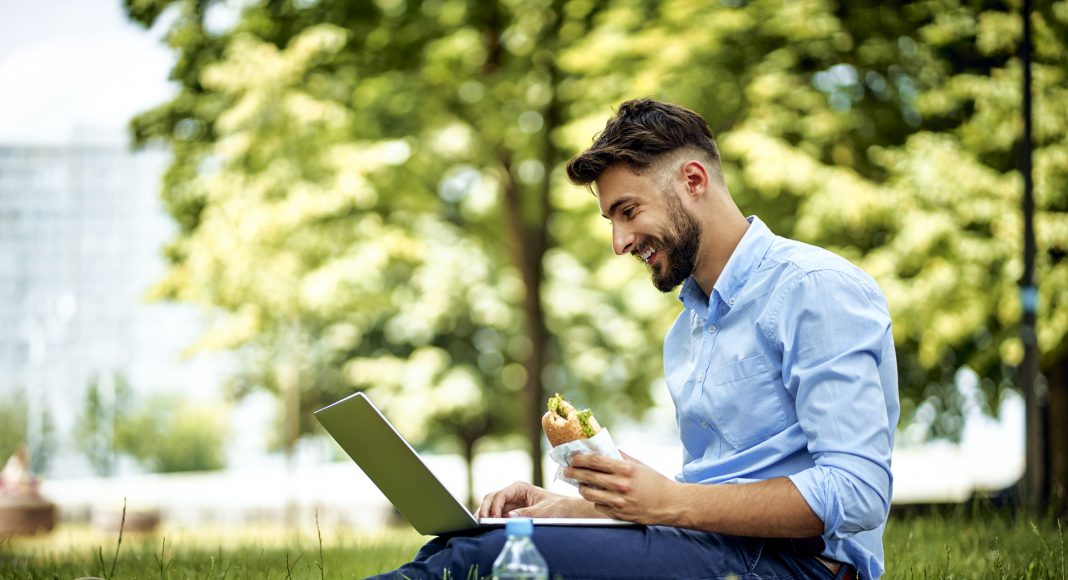 young businessman nature outside