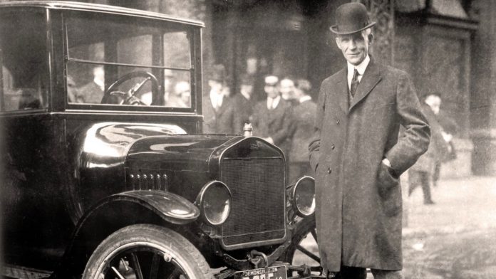 Henry Ford with Model T, 1921 Car, via Wikimedia Commons [CC0]