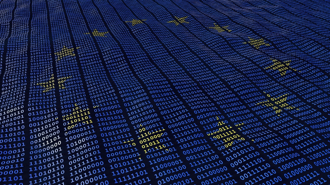lines of code forming EU flag