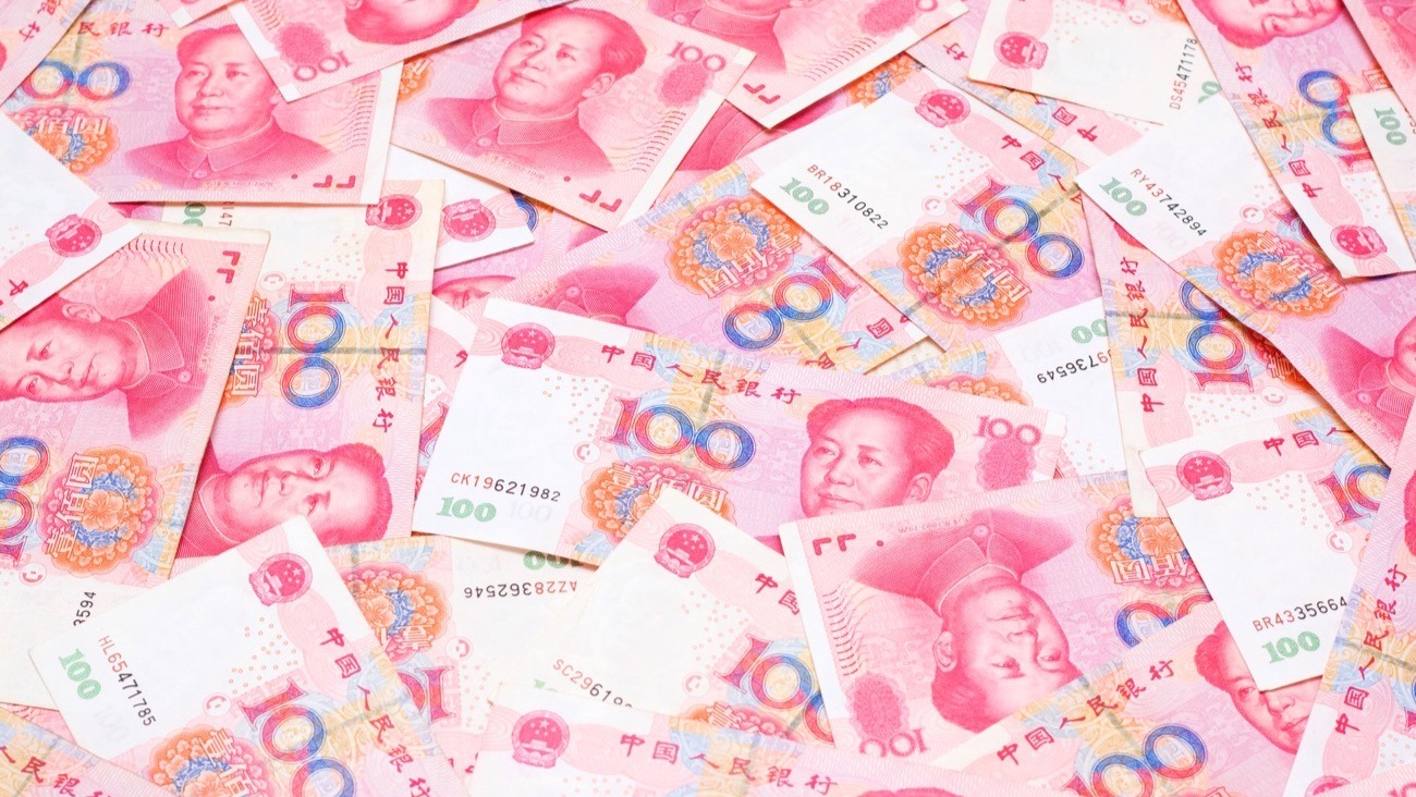 Pile of yuan bills